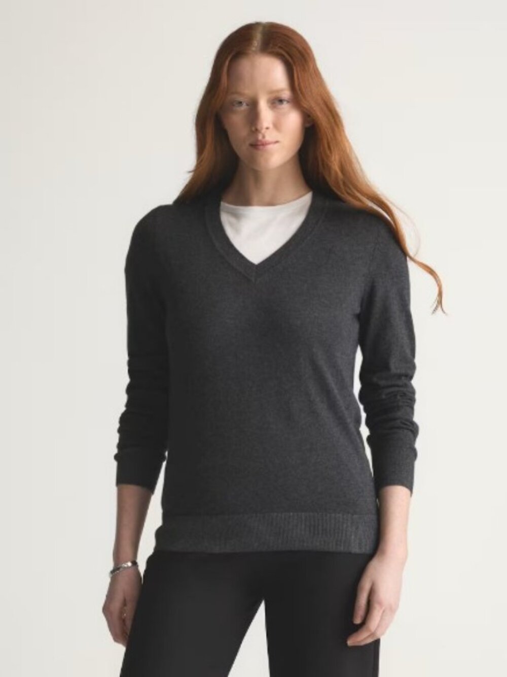 Quince Sweater top Womens Size Medium Grey Lightweight Organic Cotton Cashmere